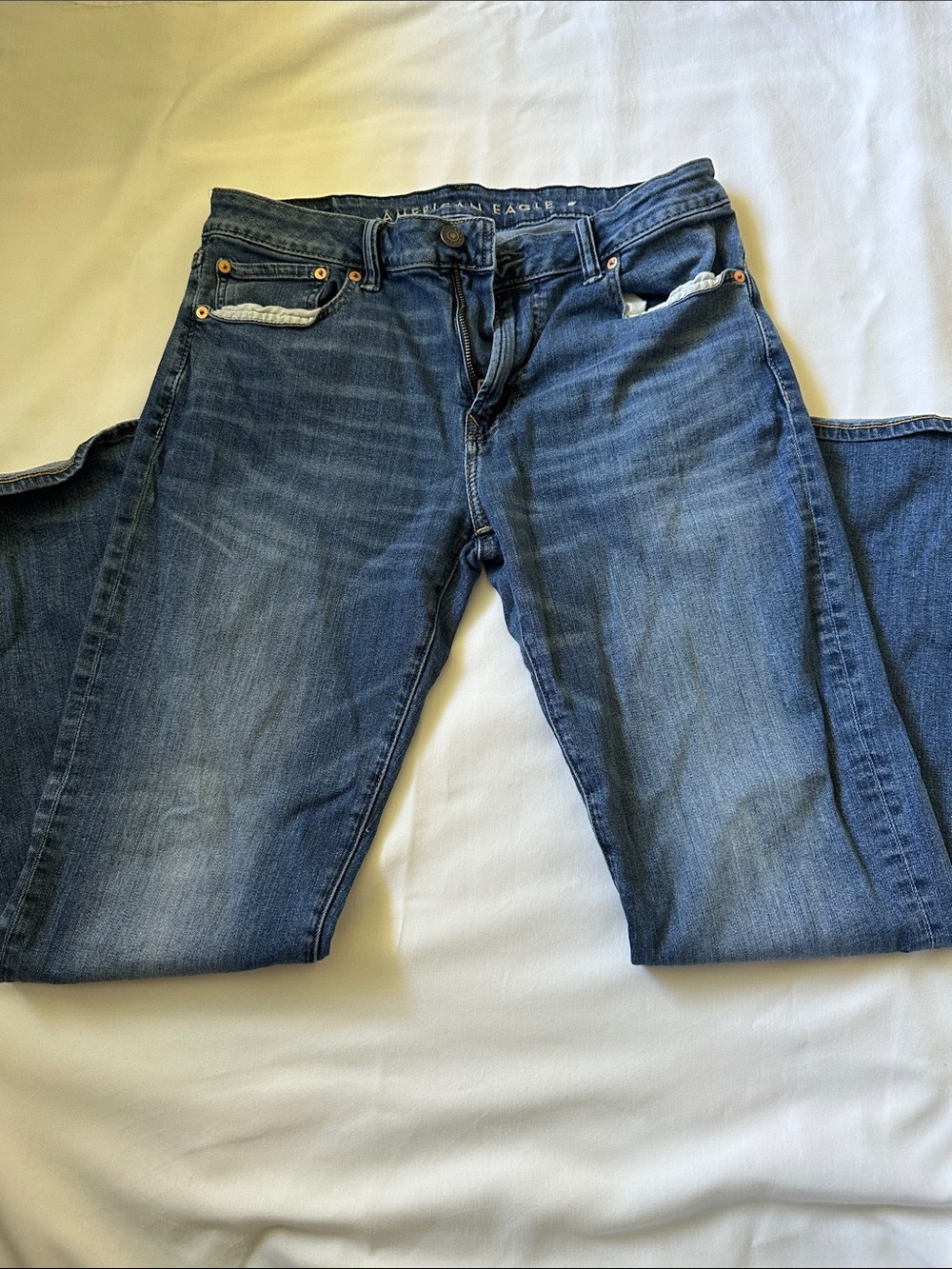 American Eagle Outfitters Men's Dark Blue Straight Jeans
